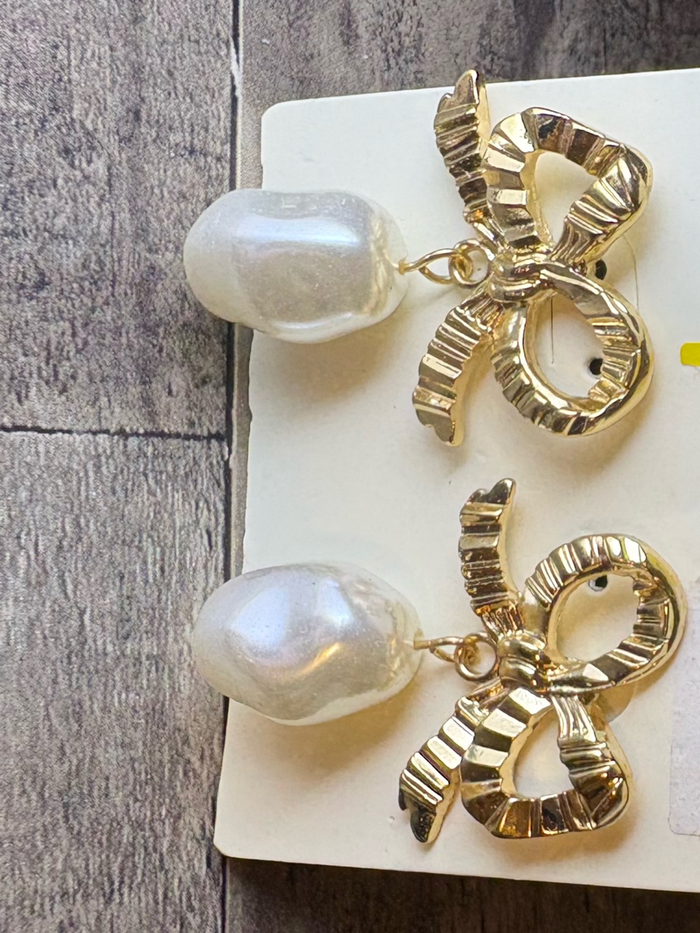 Gold Bow Pearl Drop Earrings - Women Jewelry